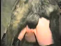 Big ass babe getting banged hard from behind by dog